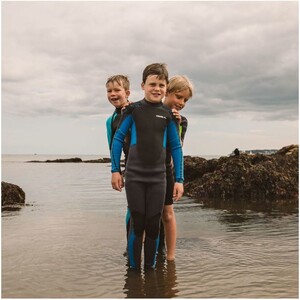 2025 Gul Junior Response 3/2mm Flatlock Back Zip Wetsuit RE1322-C1 - Grey / Blue